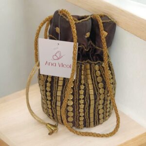 Bolso Bombonera Marrón Chocolate - Dorado