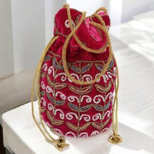 Bolso Bombonera Rosa Fucsia Bordado Dorado