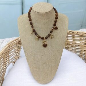 Collar de Piedras y Colgantes Marrón Chocolate