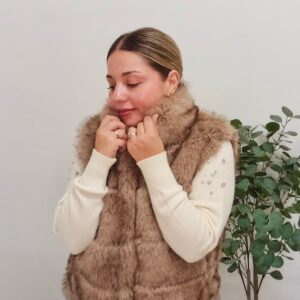 Chaleco de Pelo Camel Mujer