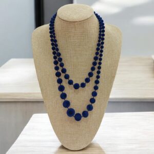 Collar de Bolitas de Terciopelo Azul Marino