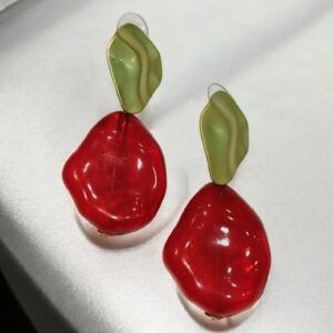 Pendientes Piedra Rojo y Dorado