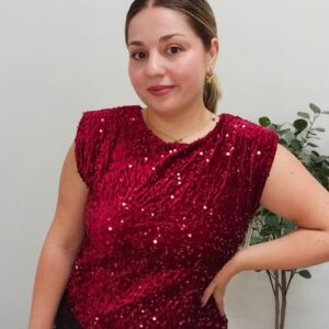 Blusa - Top de Lentejuelas Roja con Encaje