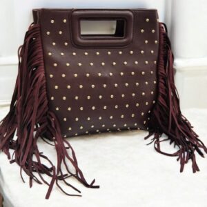 Bolso Burdeos con Tachuelas y Flecos