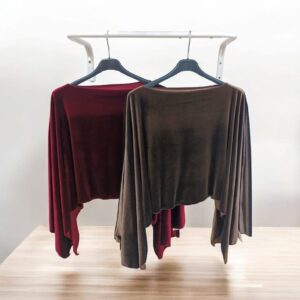 Capa - Poncho de Terciopelo de Fiesta Burdeos - Marrón