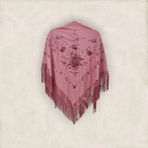 Mantoncillo Rosa Maquillaje Bordado Flor al Tono