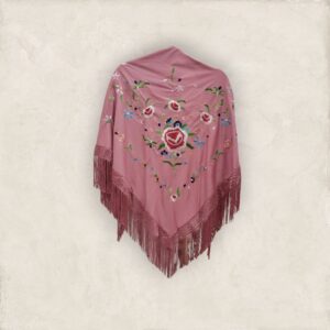 Mantoncillo Rosa Maquillaje Bordado Flor de Colores