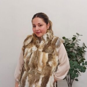 Chaleco sin Mangas de Pelito de Conejo Camel