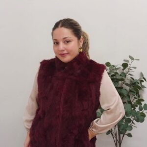 Chaleco sin Mangas de Pelito de Conejo Burdeos