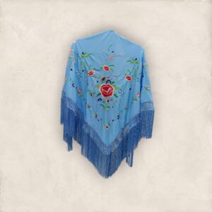 Mantoncillo Celeste Bordado Flor de Colores