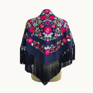 Mantoncillo Primavera Azul Marino - Noche Bordado Colores