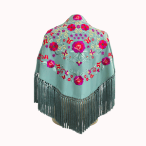 Mantoncillo Primavera Verde Jabonoso Bordado Colores