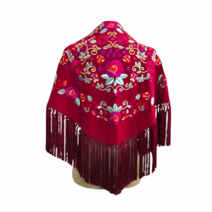 Mantoncillo Primavera Burdeos Bordado Colores