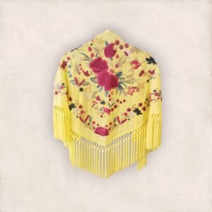 Mantoncillo Cantillana Amarillo Limón Bordado Buganvilla