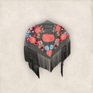 Mantoncillo Feria Verde Cacería Bordado Coral