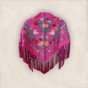 Mantoncillo Ramillete Buganvilla Bordado Coral