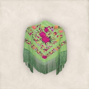 Mantoncillo Cantillana Verde Manzana Bordado Buganvilla