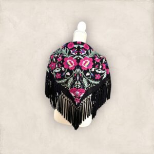 Mantoncillo Alegría Negro Bordado Buganvilla