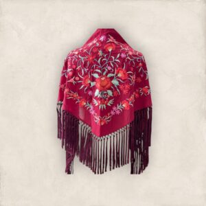 Mantoncillo Clavel Burdeos Bordado Rojo