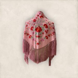 Mantoncillo Clavel Rosa Maquillaje Bordado Rojo