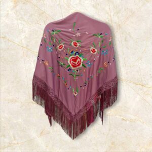 Mantoncillo Malva Bordado Flor de Colores