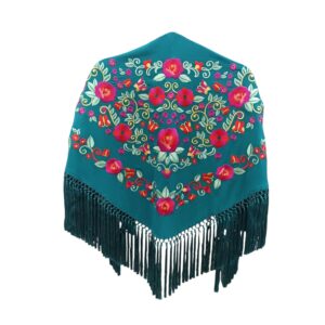 Mantoncillo Primavera Verde Botella Bordado Colores