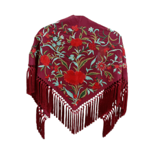 Mantoncillo Peonía Burdeos - Berenjena Bordado Color