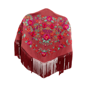 Mantoncillo Primavera Rosa Empolvado Intenso Bordado Colores