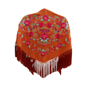 Mantoncillo Primavera Teja Bordado Colores