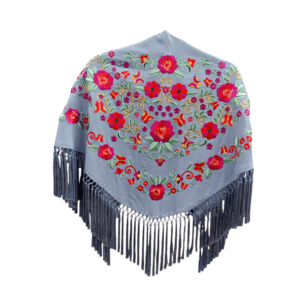 Mantoncillo Primavera Celeste Bordado Colores