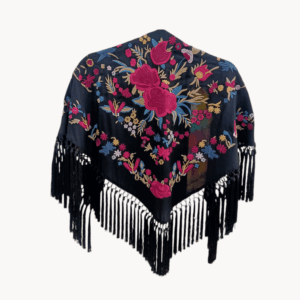 Mantoncillo Cantillana Negro Bordado Buganvilla