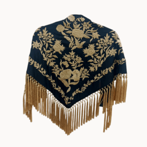 Mantoncillo Ramillete Negro Bordado Dorado
