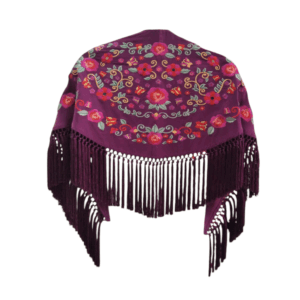 Mantoncillo Primavera Berenjena Niña - Adulta Bordado Colores