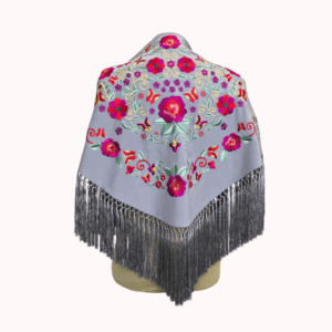 Mantoncillo Primavera Gris Bordado Colores