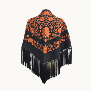 Mantoncillo Primavera Negro Bordado Naranja