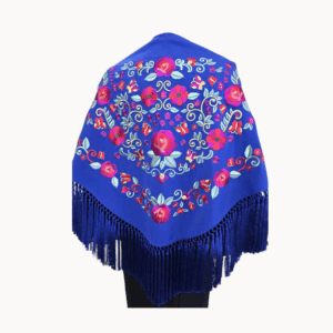 Mantoncillo Primavera Azulina - Azul Eléctrico Bordado Colores