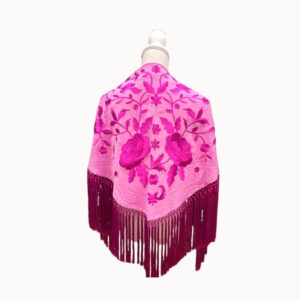 Mantoncillo Azahar Rosa Bordado Fucsia
