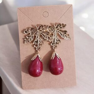 Pendientes Flamenca Diseño Hoja Burdeos