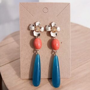 Pendientes Flamenca Alargados Coral y Turquesa