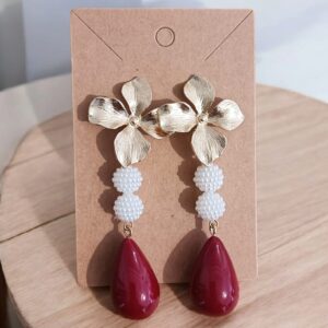 Pendientes Flamenca Horquídea Burdeos y Dorado