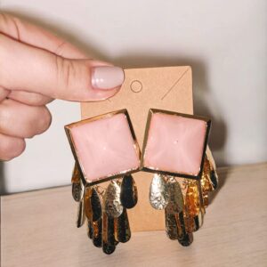 Pendientes Flamenca Rombo y Pétalos Rosa