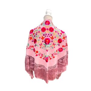 Mantoncillo Primavera Rosa Bordado Colores