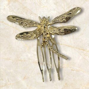Peinecillo Libélula Diseño Relieve Dorado