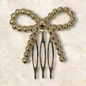 Peinecillo Lazo Grande Diseño Bolitas Dorado