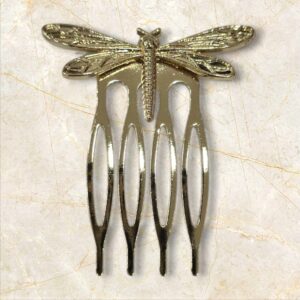 Mini Peinecillo Libélula Relieve Dorado