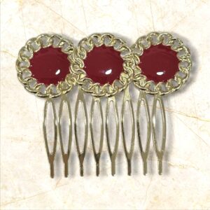 Peinecillo Diseño Tres Monedas Burdeos