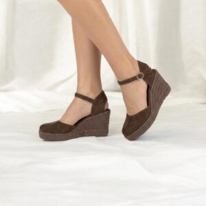 Cuñas de Esparto Marrón Chocolate Tacón Medio