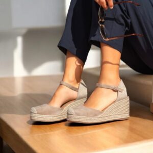 Cuñas de Esparto Beige Tacón Medio