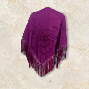 Mantoncillo Berenjena Bordado Ramillete a Tono