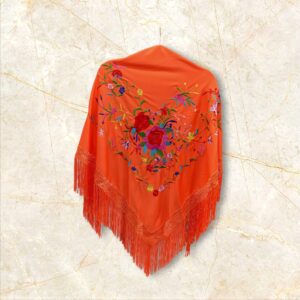 Mantoncillo Naranja Bordado Ramillete Colores